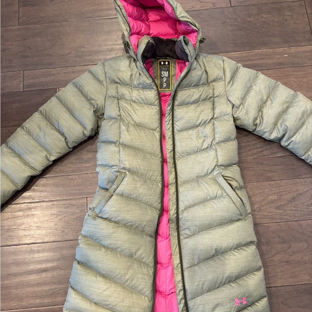 Under Armour women’s  green and Pink storm Puffer Coat